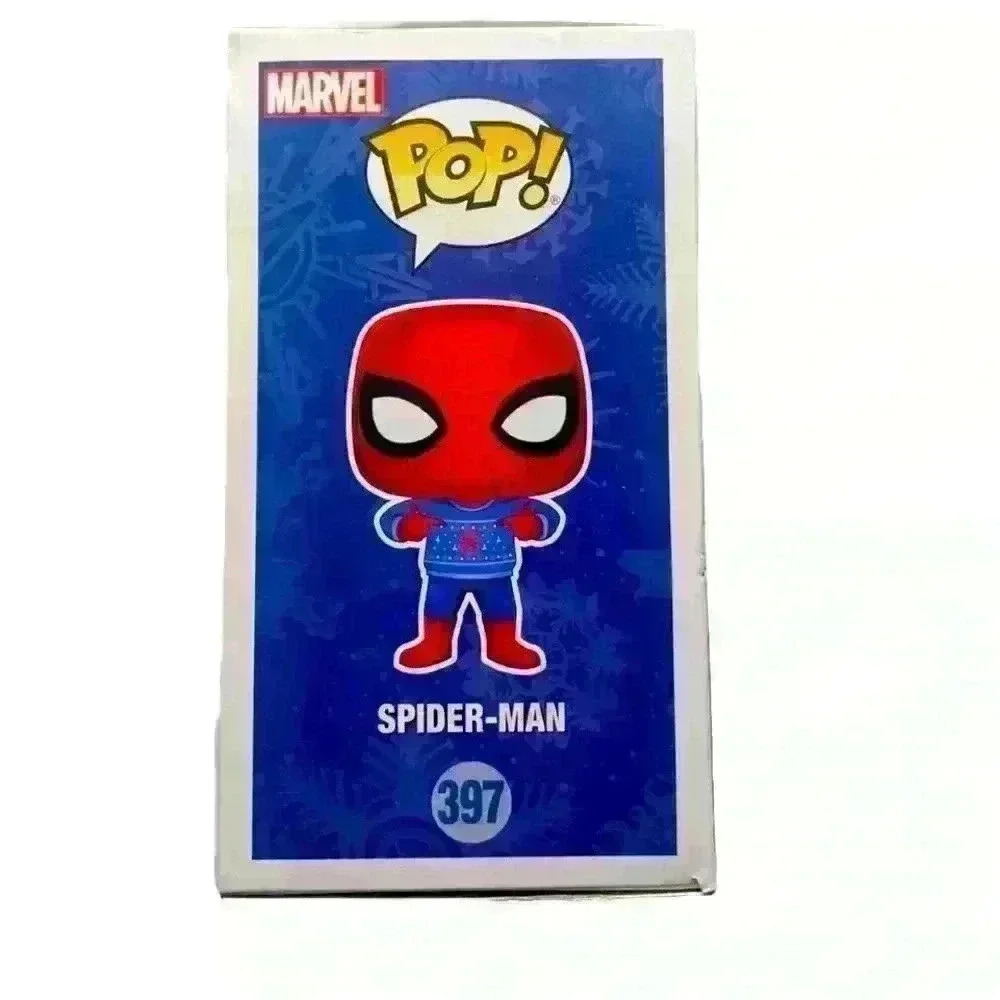 Funko POP Marvel Chrismas Spider Man 397 Ugly Sweater In Protector Worn Box - Picture 2 of 5